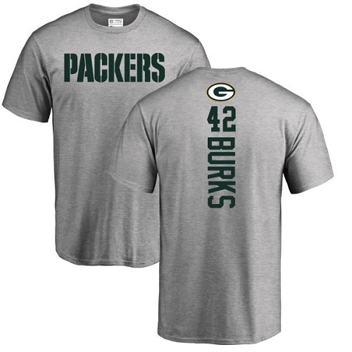Men Green Bay Packers Ash #42 Burks Oren Backer Nike NFL T Shirt